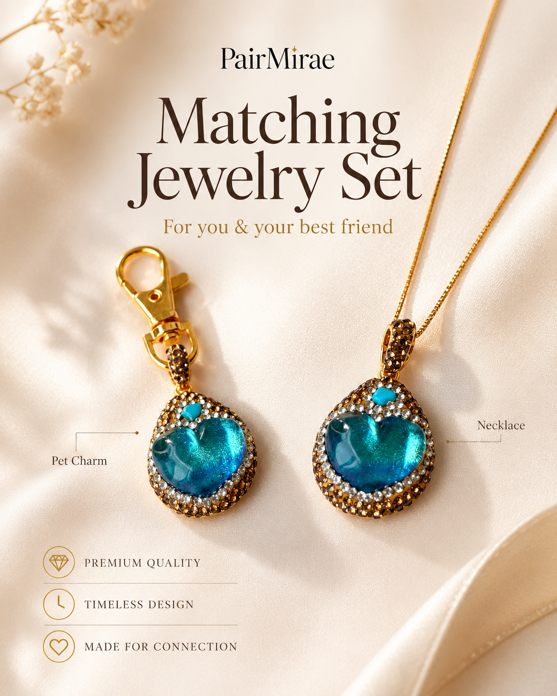 Aqua Heart Matching Set – Pet & Owner Jewelry