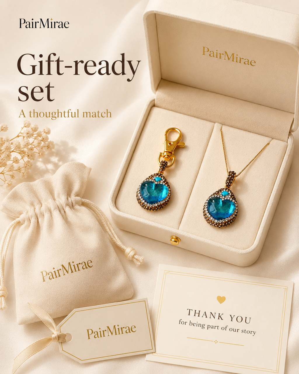 Aqua Heart Matching Set – Pet & Owner Jewelry