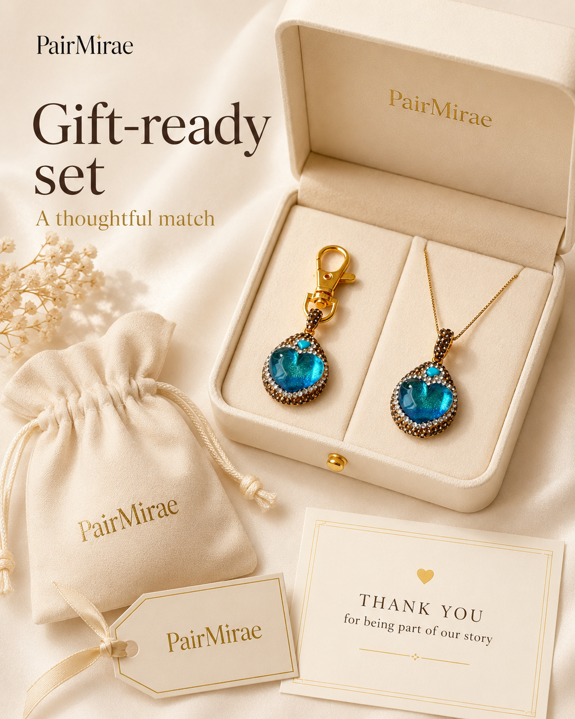 Aqua Heart Matching Set – Pet & Owner Jewelry