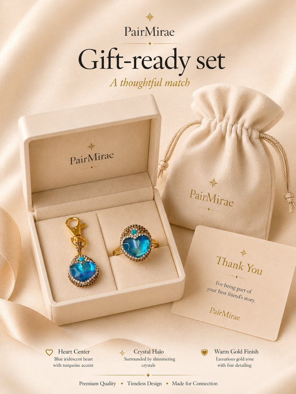 Aqua Heart Matching Set – Pet & Owner Jewelry