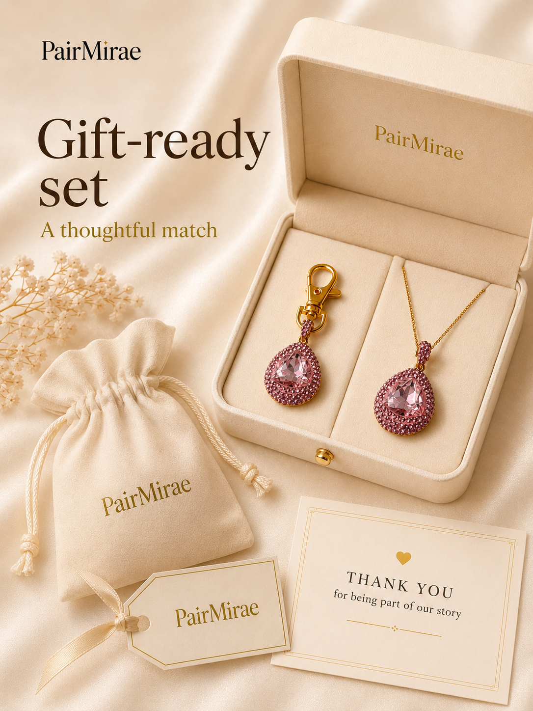 Blush Love Matching Set – Necklace + Pet Charm
