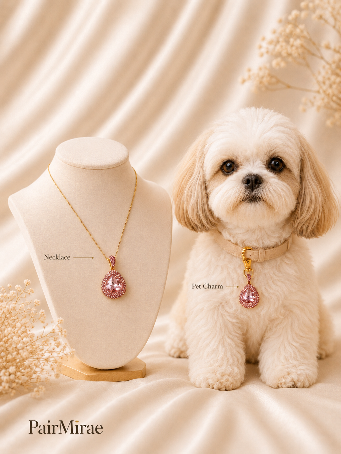 Blush Love Matching Set – Necklace + Pet Charm
