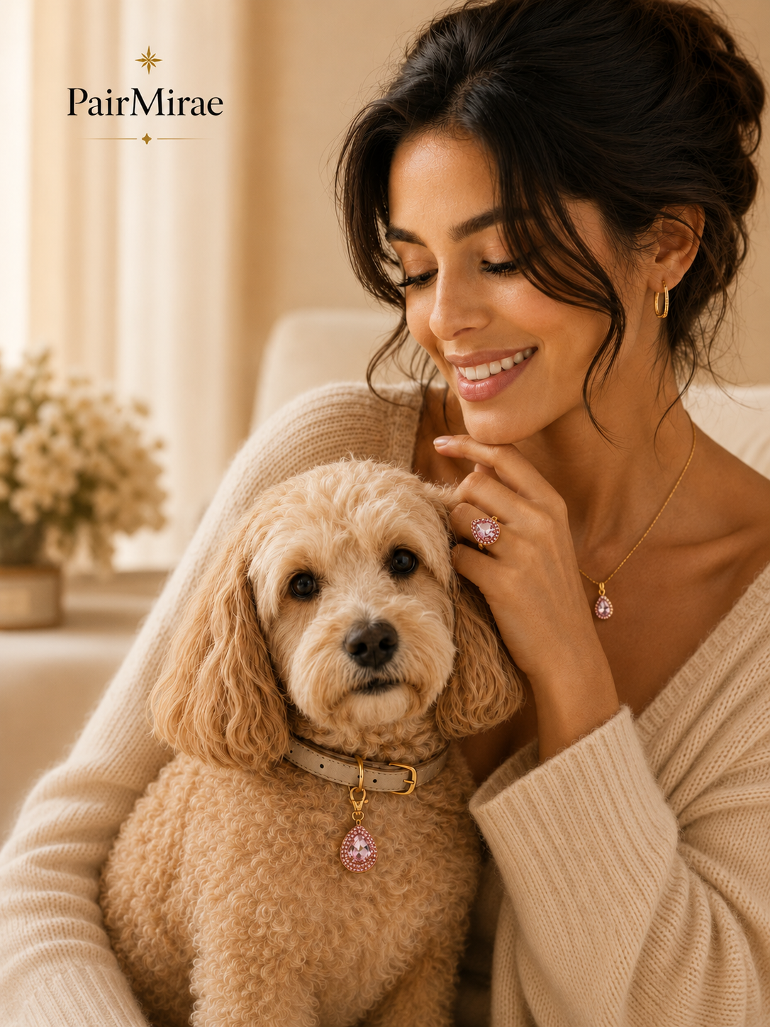 Blush Love Matching Set – Necklace + Pet Charm