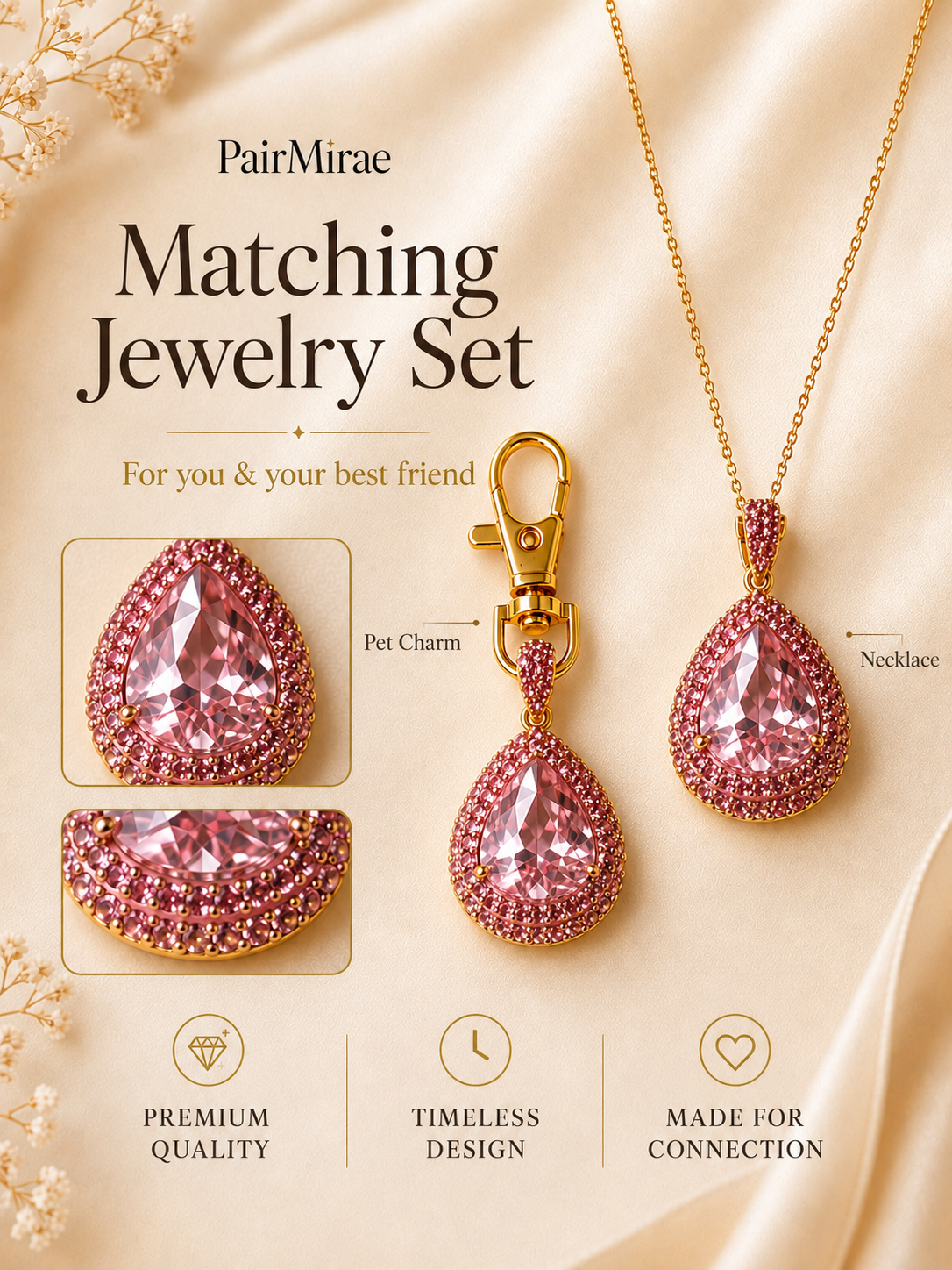 Blush Love Matching Set – Necklace + Pet Charm