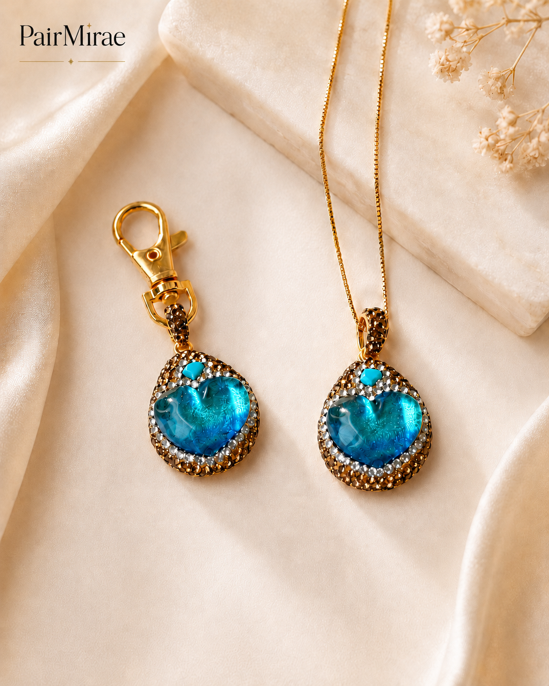 Aqua Heart Matching Set – Pet & Owner Jewelry