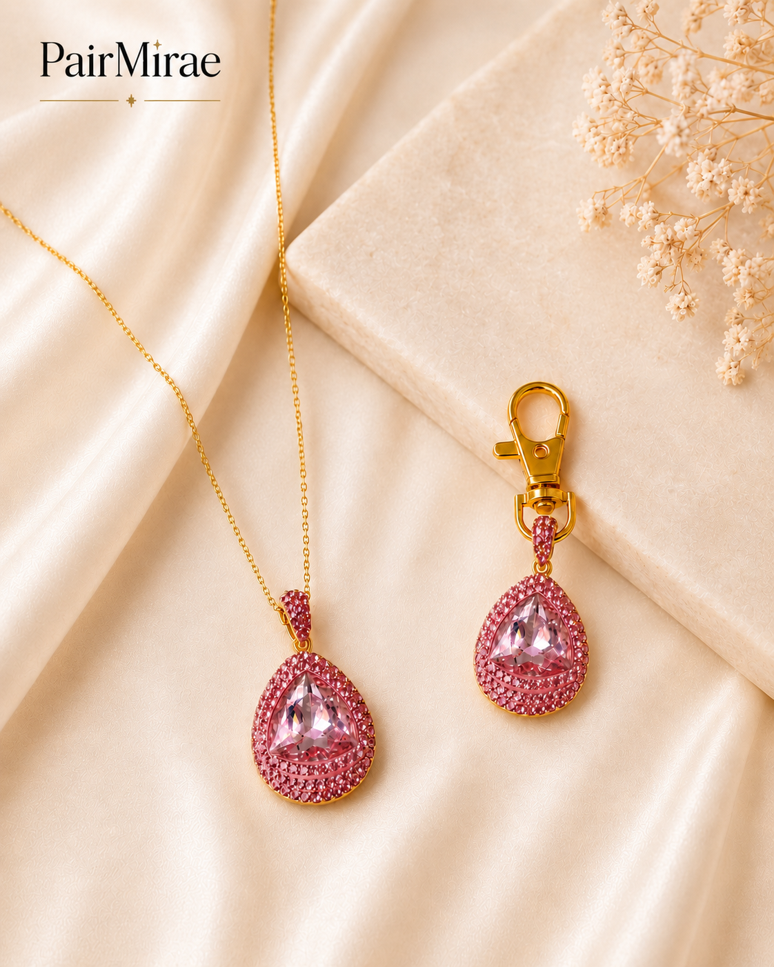 Blush Love Matching Set – Necklace + Pet Charm